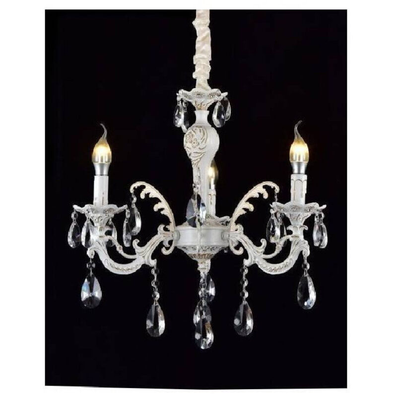 Lampadario Soffitto Classico 3 Bracci Attacco E14 Vetro Effetto Cristallo A01-3 - - Trade Shop Traesio