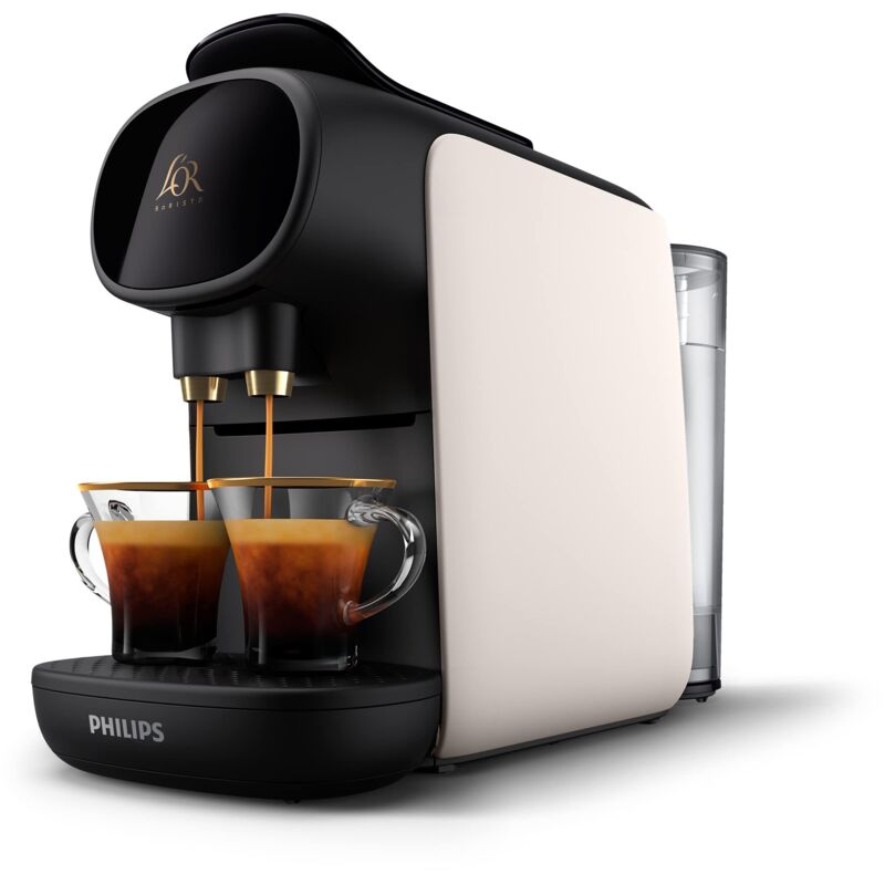 Philips - L'Or Barista Sublime Coffee Maker De Capsules, Satin Blanc, Recognition De Double Capsule, 1 O 2 Cups, Adjustable Drip Tray De, Lm9012/00