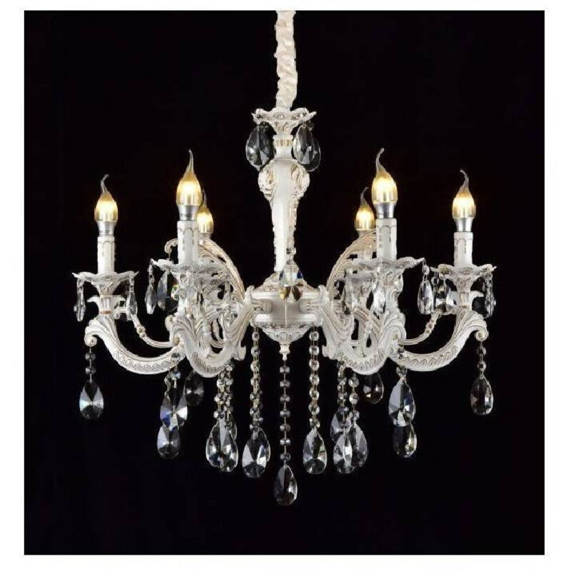 Lampadario Soffitto Classico 6 Bracci Attacco E14 Vetro Effetto Cristallo A01-6 - - Trade Shop Traesio