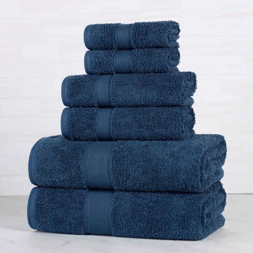 Oregon Organic Cotton Bath Towel Set Six Piece Set, Six Piece Set, Navy