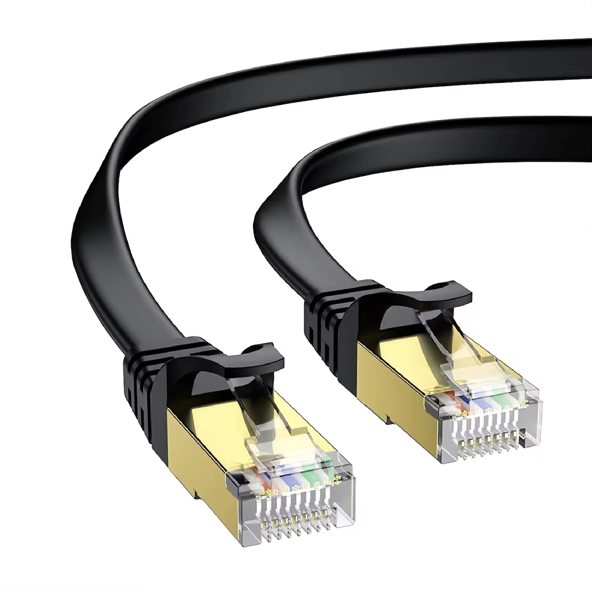 MobileKing CAT 8 Flach-LAN-Kabel 2 m Schwarz – Highspeed Ethernet Kabel bis 40 Gbit/s, Ultra Slim Netzwerkkabel für Router, PC, Gaming & Streaming Image