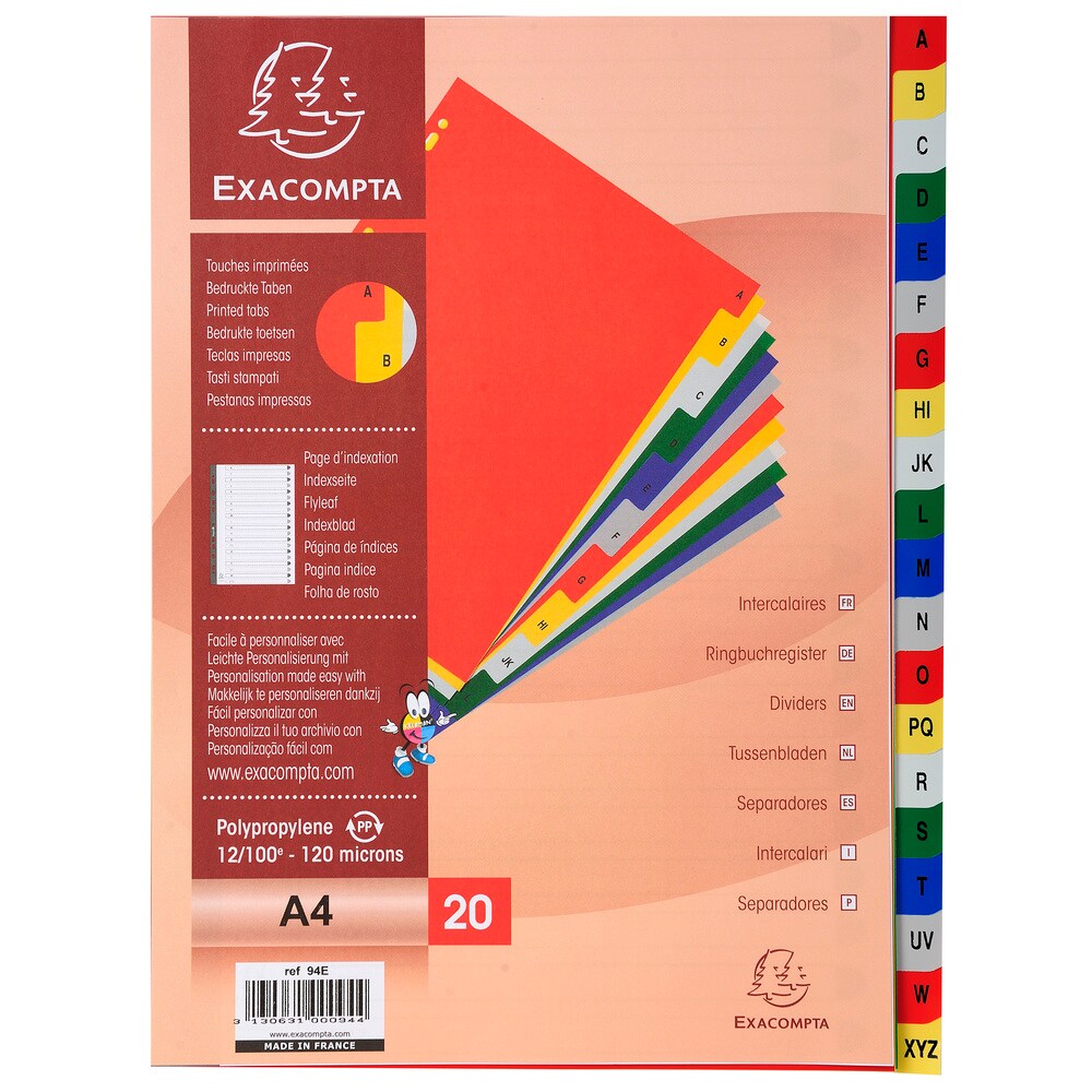Exacompta Register für Ordner und Ringbücher, aus PP, 20 Positionen, Taben A-Z, für DIN A4 Image