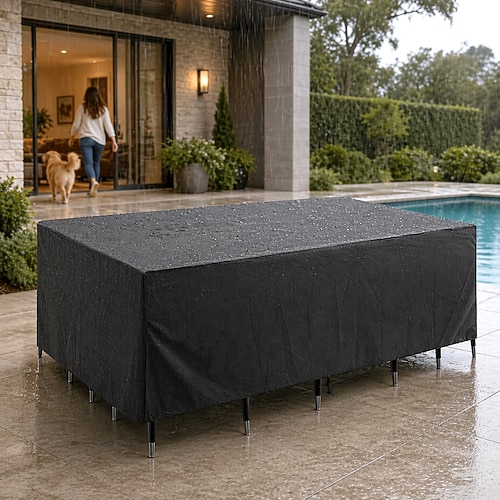 Schutzhülle für Gartenmöbel, 180 x 180 x 100 cm, wasserdicht, reißfest (420D), robust, schwarz Image
