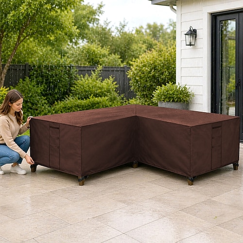 Gartenmöbelabdeckung, L-förmige Lounge-Abdeckung, wasserdichte Rattan-Sofaabdeckung, für Gartenmöbel, Sitzgruppen, Ecksofas, Ecklounge-Sets, Plane (270 x 270 x 90 cm, schwarz)
