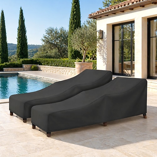 Wasserdichte Schutzhülle für Terrassenliegen, Poolliegen, stapelbare Gartenkissen und Gartenmöbel, 80 x 30 x 26 (Höhe), schwarz