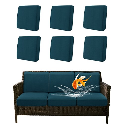 100 % wasserdichte und fleckenabweisende Outdoor-Kissenbezüge für Gartenmöbel, Sofas, Stretch-Sitzkissen, Ersatzbezüge, einfarbig