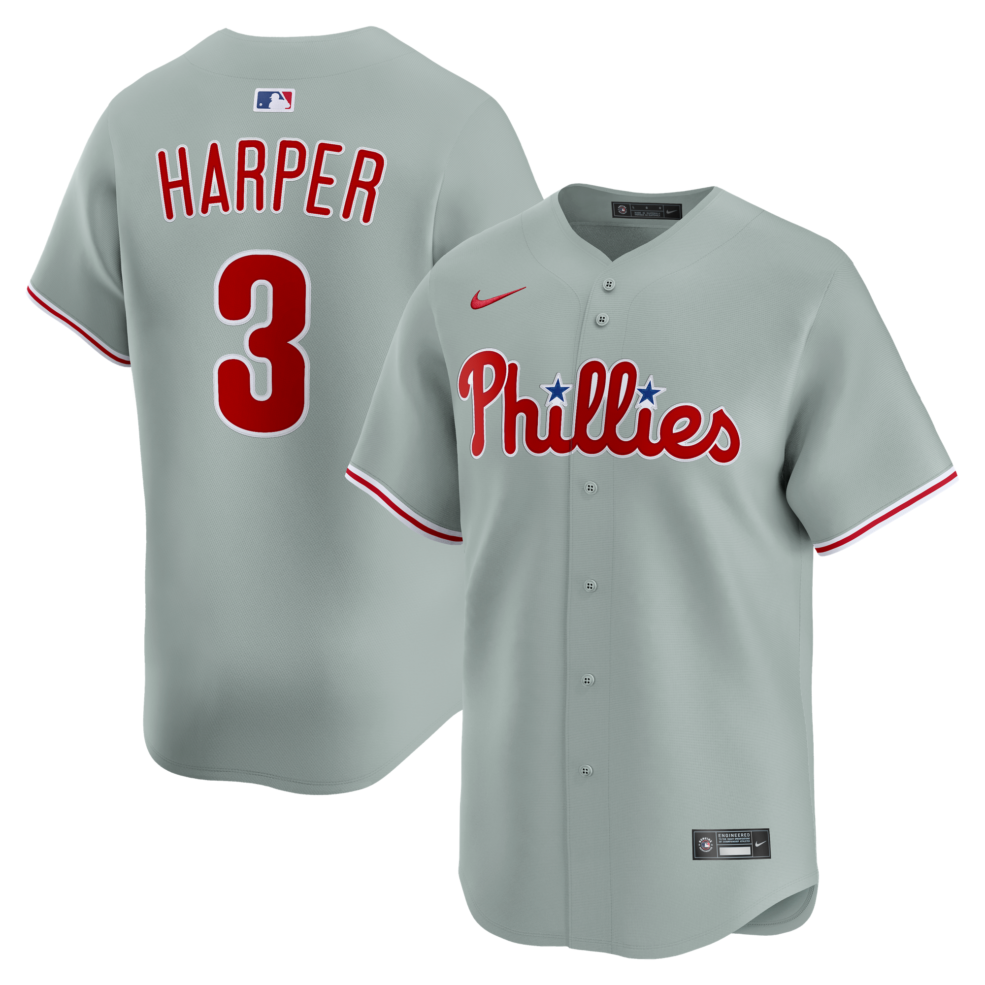 Philadelphia Phillies Nike MLB Limited Auswärtstrikot – Grau – Bryce Harper – Herren