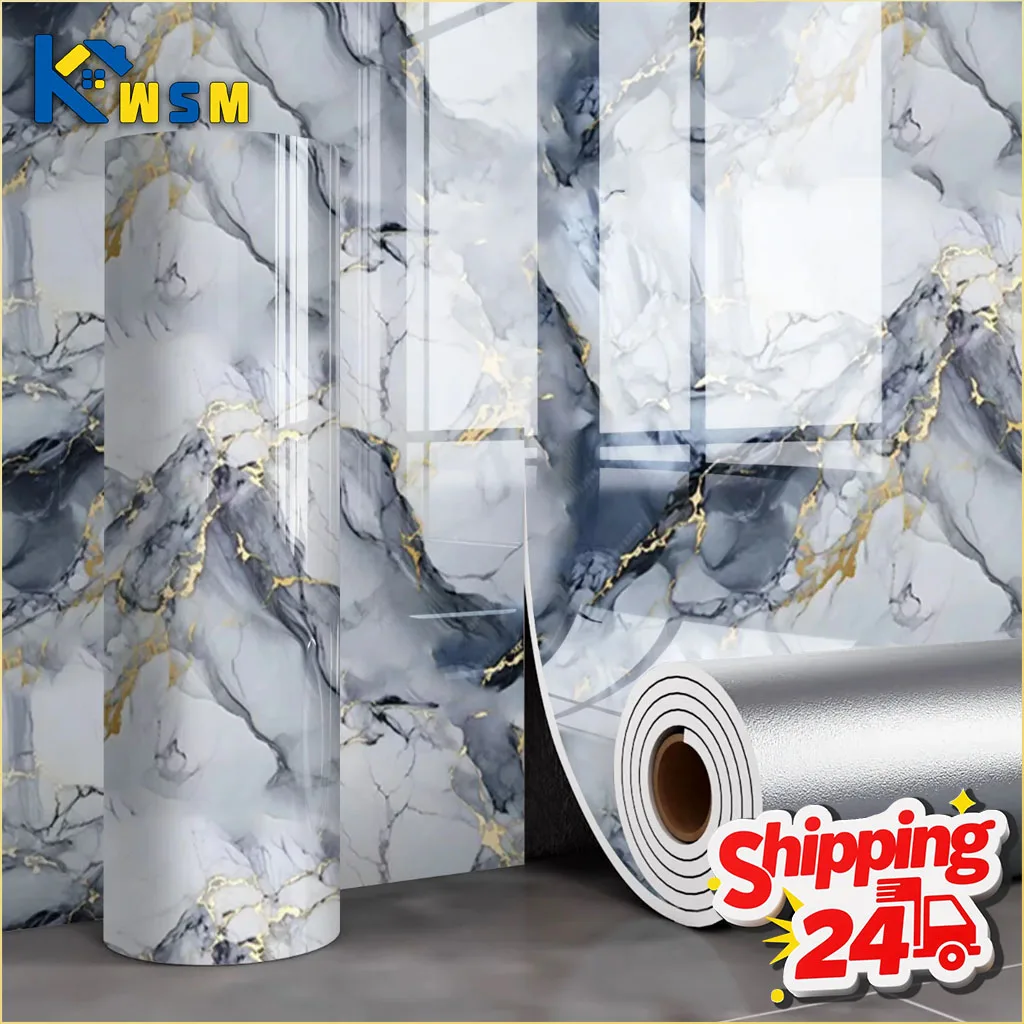Carta da Parati Adesiva Effetto Marmo Impermeabile e Resistente all'Umidità, Adesivo Murale Finto Piastrelle per Bagno, Soggiorno, Parete Decorativa, Arredamento Casa