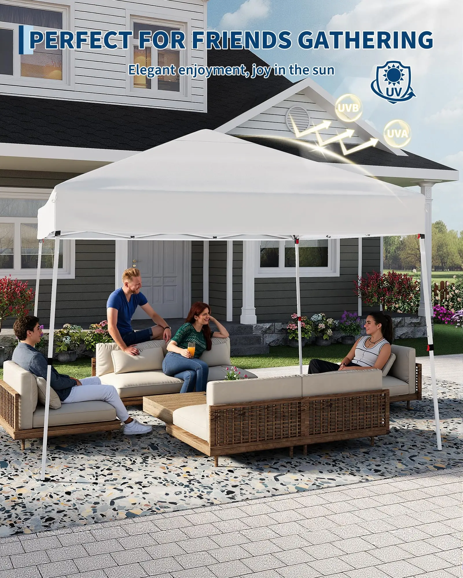 Abri de jardin durable pour l'extérieur, auvent de patio, abri à pieds inclinés, ombrage instantané pour jardin, pelouse et mobilier de jardin