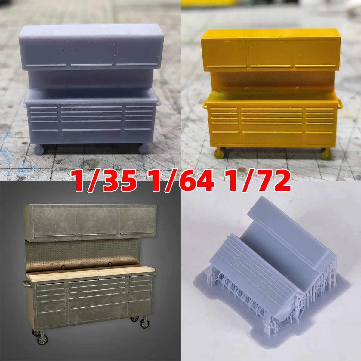 Kit de montage de casier à outils, armoire à outils, coffres à outils, support à outils, décoration miniature, kit de modèle réduit de diorama 1/72 1/64 1/35 1/32
