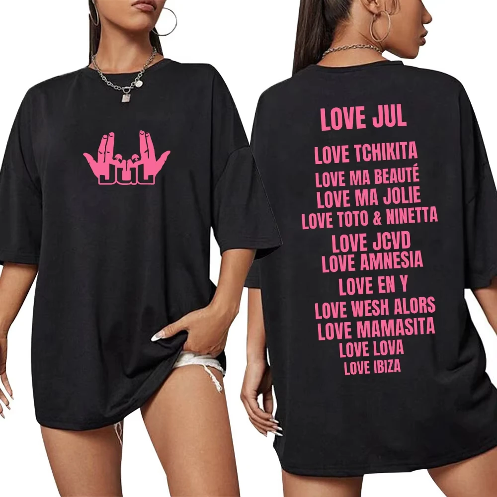 T-shirts graphiques classiques Rapper Jul Love Jul pour femmes, mode hip-hop, manches courtes, coton, streetwear