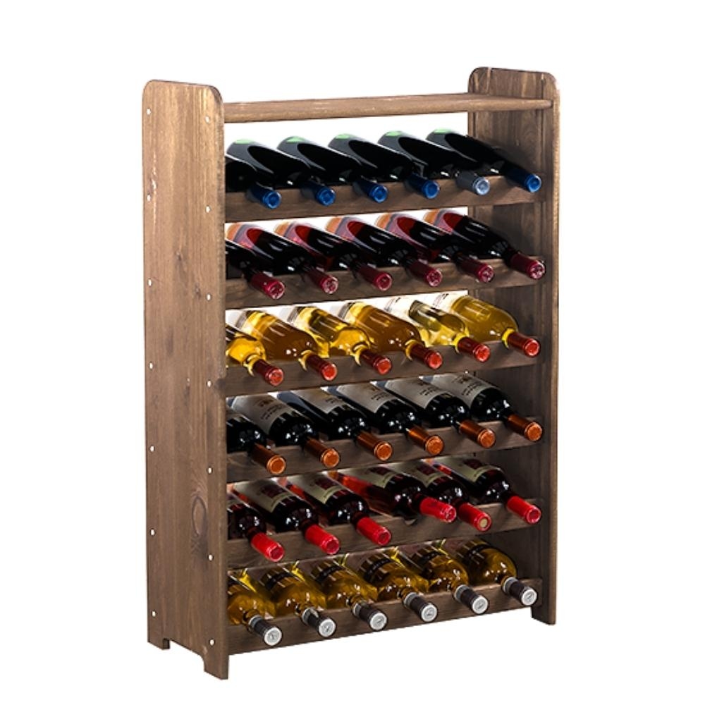 PROREGAL Weinregal PINOTWINE C | HxBxT 87,2x63,2x26,5cm | 36 Flaschen | Massives Kiefernholz | Braun geölt | Flaschenregal Weinständer Holzregal Image