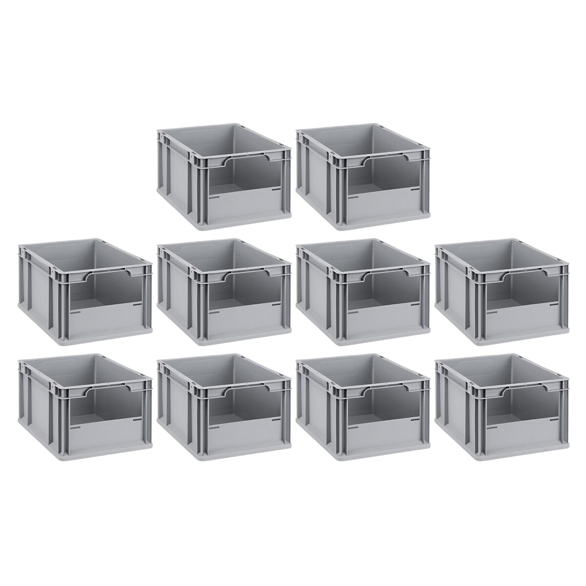 PROREGAL 10x Eurobox NextGen Insight | HxBxT 22x30x40cm | 20 Liter | Front offen | Eurobehälter, Transportbox, Transportbehälter Image