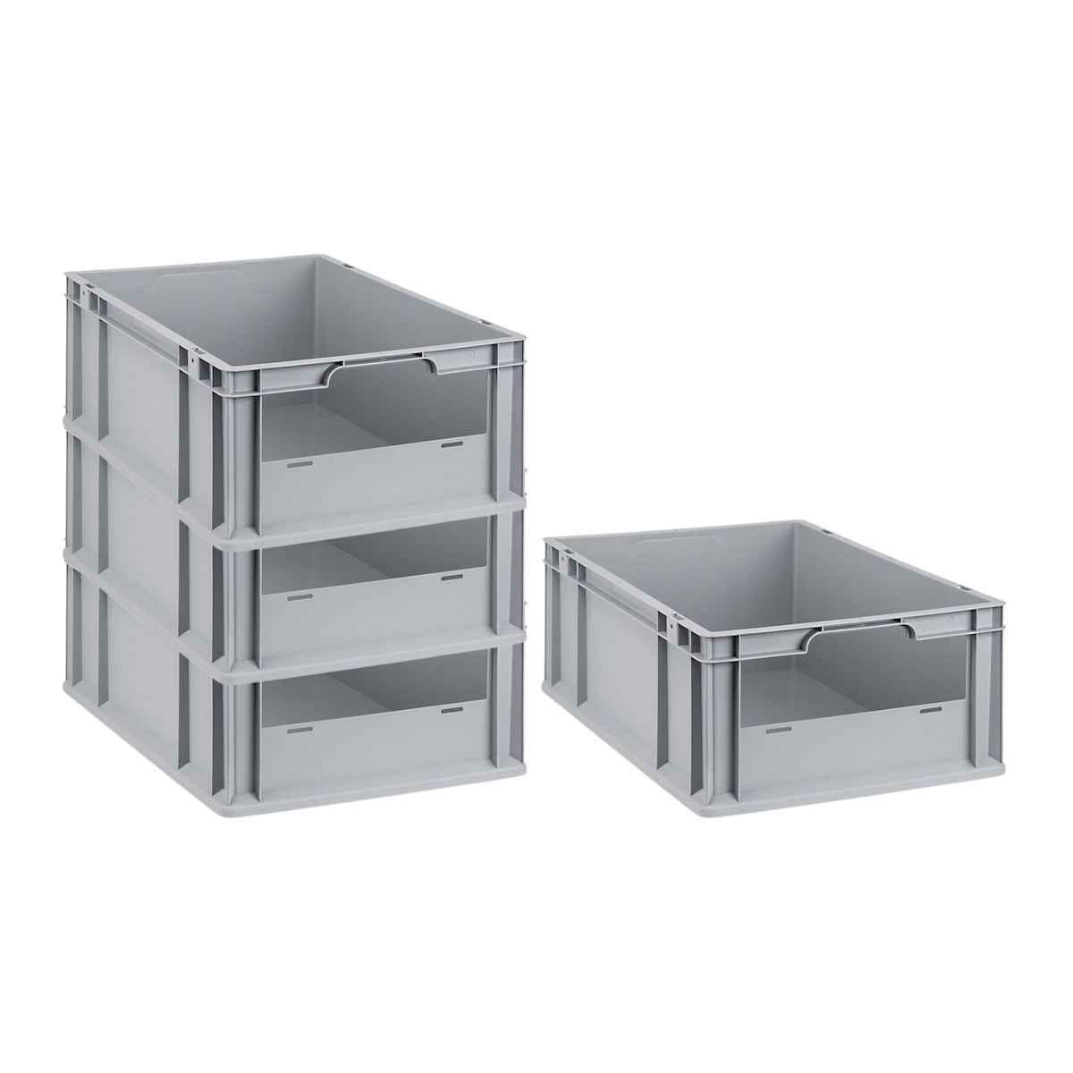 PROREGAL 4x Eurobox NextGen Insight | HxBxT 22x40x60cm | 44 Liter | Front offen | Eurobehälter, Transportbox, Transportbehälter Image