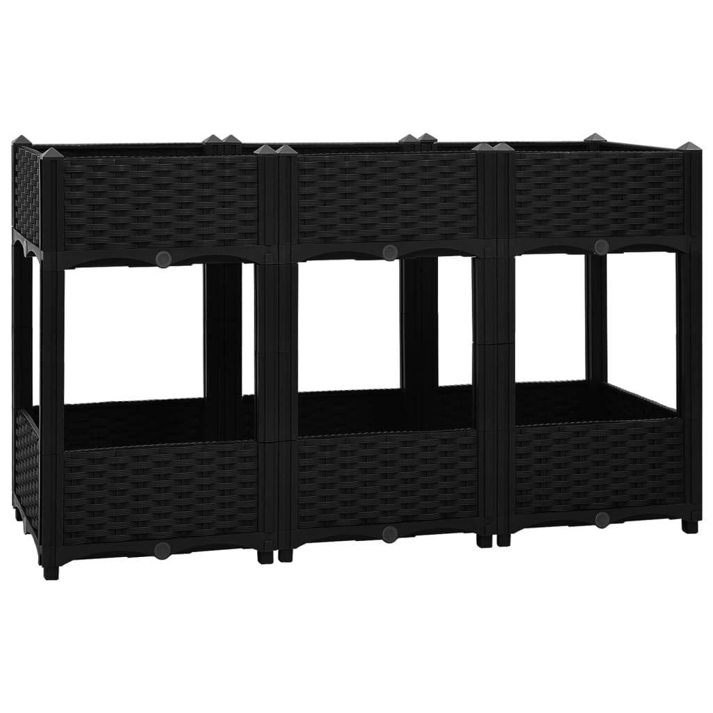 Helloshop26 - Hochbeet für Pflanzen und Blumen Garten 120 x 40 x 71 cm schwarzes Polypropylen 02_0000910 Image