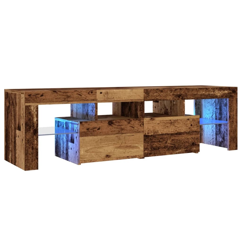 Helloshop26 - Multimedia-TV-Ständer TV-Regal Sideboard TV-Schrank Esszimmer Wohnzimmer Schlafzimmer mit LED-Beleuchtung Altholz 02_0026839 Image