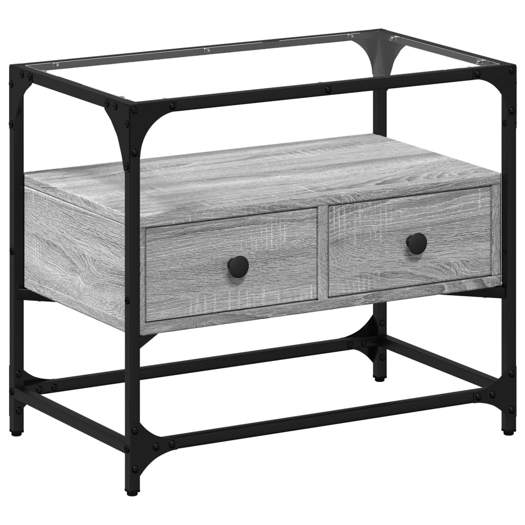 Helloshop26 - Multimedia-TV-Ständer Fernsehregal TV-Sideboard Esszimmer Wohnzimmer Schlafzimmer mit Sonoma-Glasplatte graues 02_0026425 Image