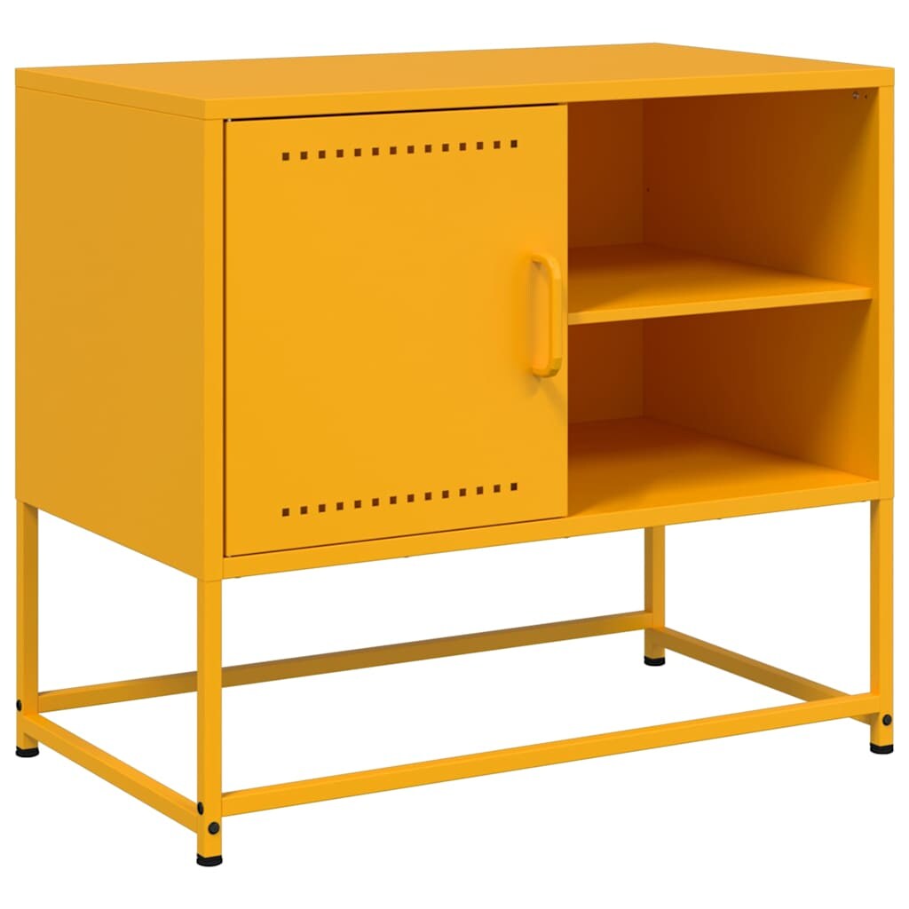 Helloshop26 - Multimedia-TV-Ständer TV-Regal TV-Sideboard Esszimmer Wohnzimmer Schlafzimmer Senfgelb 68 x 39 x 60,5 cm gelber Stahl 02_0027671 Image