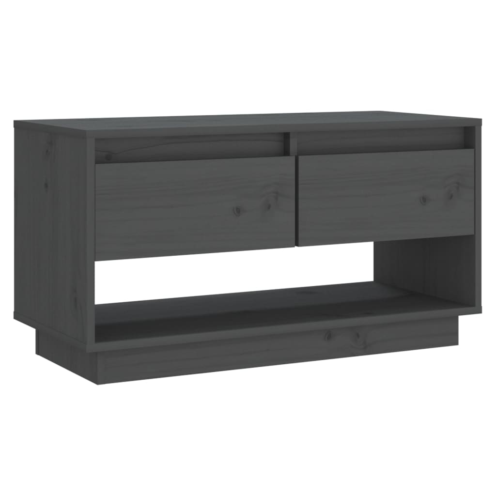 Helloshop26 - Multimedia-TV-Ständer TV-Regal TV-Sideboard Esszimmer Wohnzimmer Schlafzimmer 74 x 34 x 40 cm Massivholz Kiefer grau 02_0026204 Image