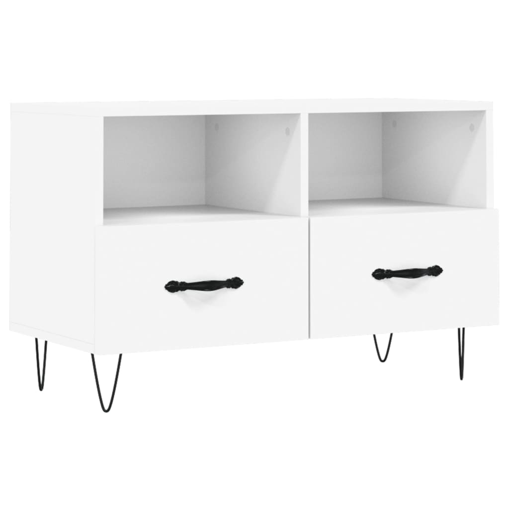 Helloshop26 - Multimedia-TV-Ständer TV-Regal TV-Sideboard Esszimmer Wohnzimmer Schlafzimmer 80 x 36 x 50 cm weißes Holzwerkstoff 02_0026296 Image
