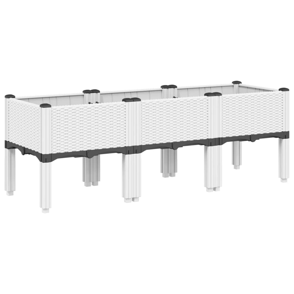 Helloshop26 - Hochbeet für Pflanzen Blumen Terrasse Garten mit Füßen 120 x 40 x 42 cm weißes PP 02_0038149 Image