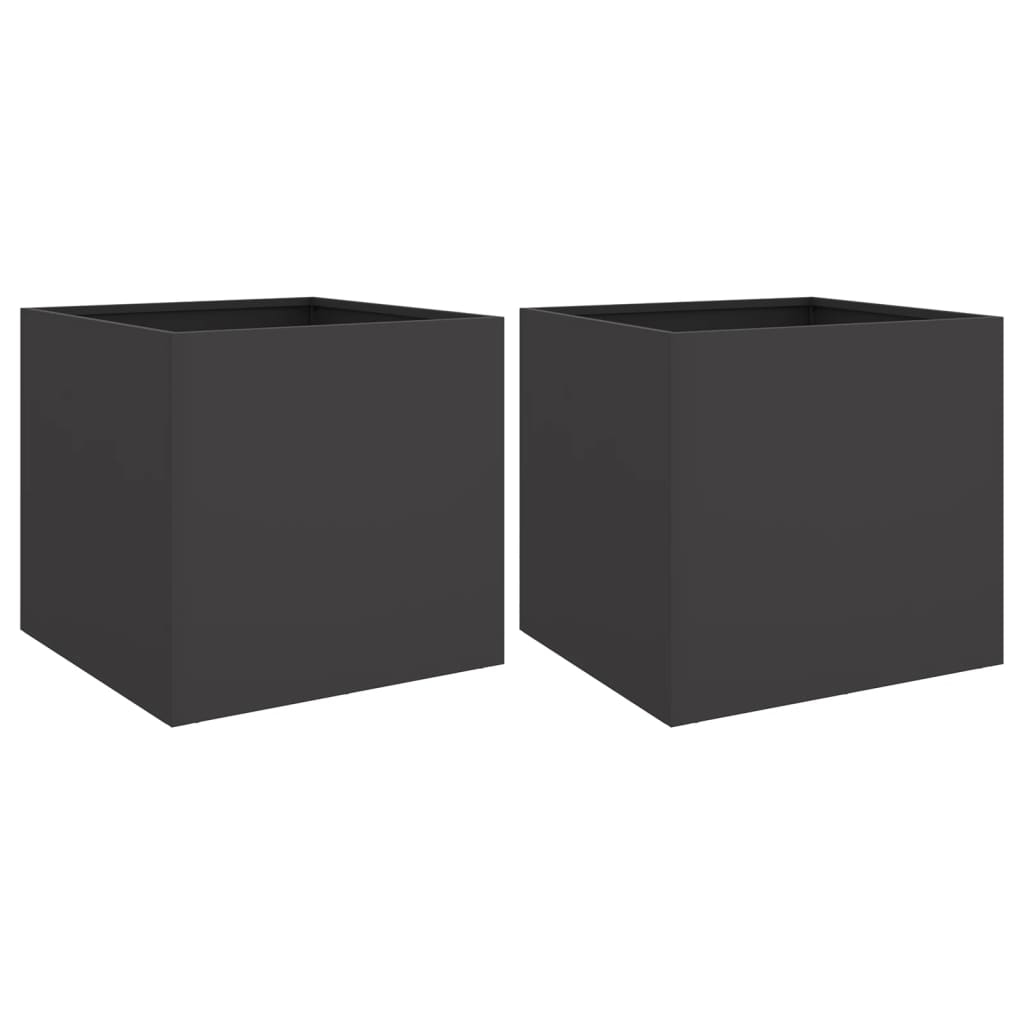 Helloshop26 - Hochbeet-Pflanzkasten für Pflanzen Blumen Garten Terrasse 2er-Set 42 x 40 x 39 cm schwarzer Stahl 02_0038976 Image