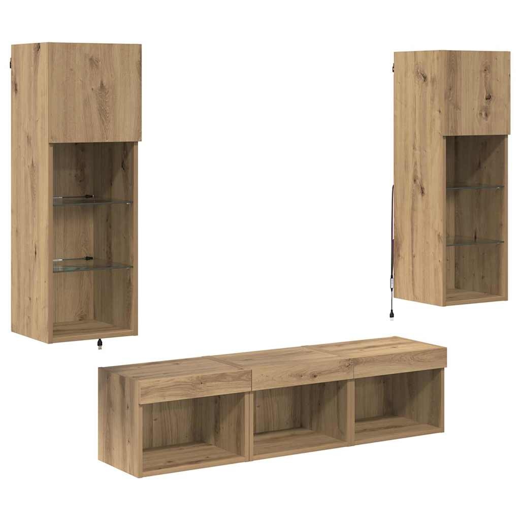 Helloshop26 - Modernes wandmontiertes TV-Möbel mit Glasböden 60 x 30 x 30 cm klare Linien schwarzes Eichenholz 02_0056086 Image