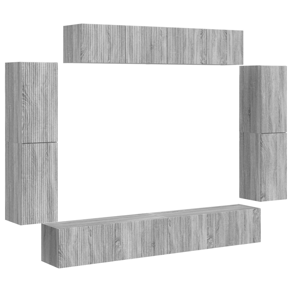 Helloshop26 - Set aus 8 modernen wandmontierten TV-Möbeln mit großzügigem Stauraum 98 x 31 x 29,5 cm Holzfarbe Sonoma Grau 02_0056205 Image