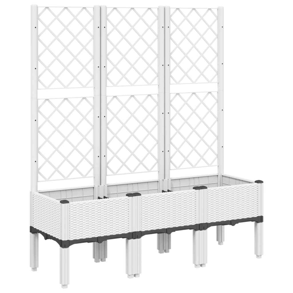 Helloshop26 - Hochbeet für Pflanzen Blumen Terrasse Garten mit Rankgitter 120 x 40 x 142 cm weißes PP 02_0038238 Image