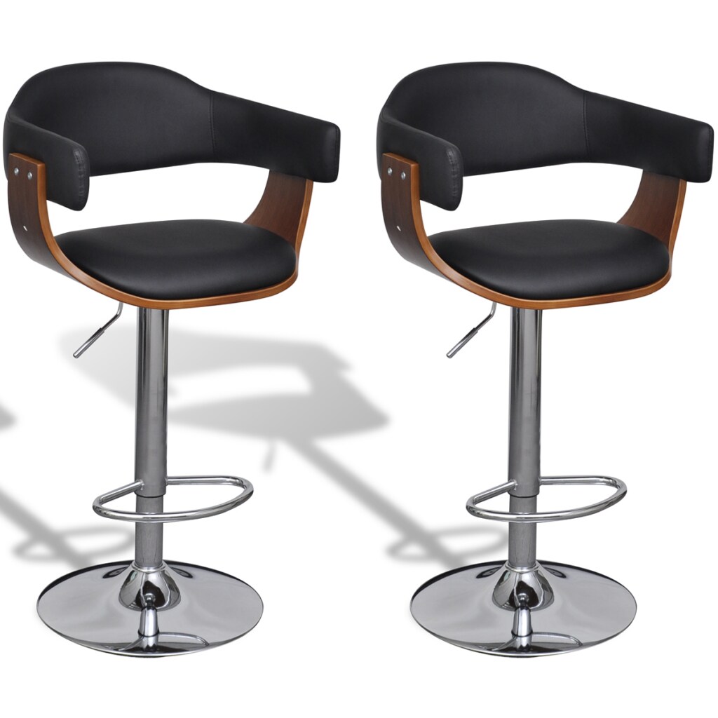 Helloshop26 - Set mit 2 modernen Barhockern in Schwarz und Holz 1202019 Image