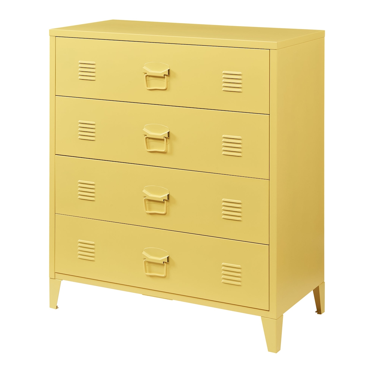 Helloshop26 - Praktische Metallkommode für Eingangsbereich Wohnzimmer oder Schlafzimmer mit 4 Schubladen Stahl 92 x 80 x 40 cm gelb 03_0009307
