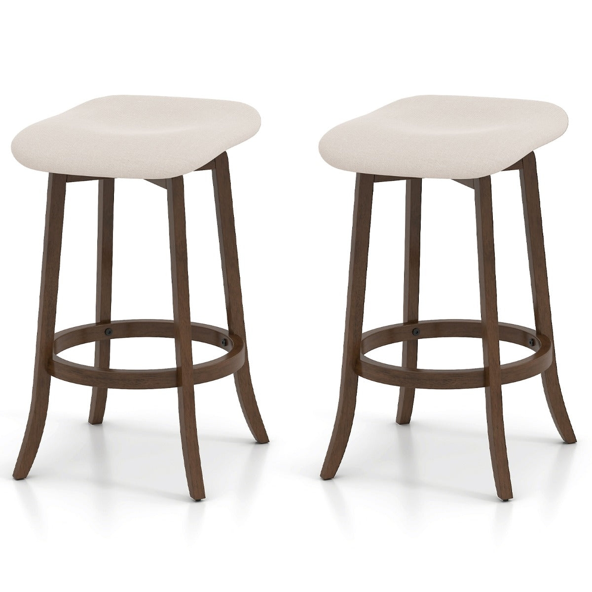 Helloshop26 - Set aus 2 Barhockern ohne Rückenlehne 46 x 43 x 74 cm drehbarer Sitz ergonomischer Komfort modernes Design braunes 20_0011965 Image