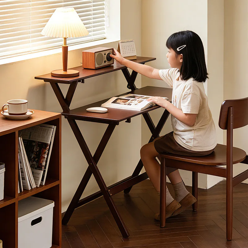 Klappbarer quadratischer Schreibtisch aus Bambus, rechteckiger Schreibtisch, Computertisch, klappbarer Holztisch für den Außenbereich, einfacher Bürotisch, Esstisch