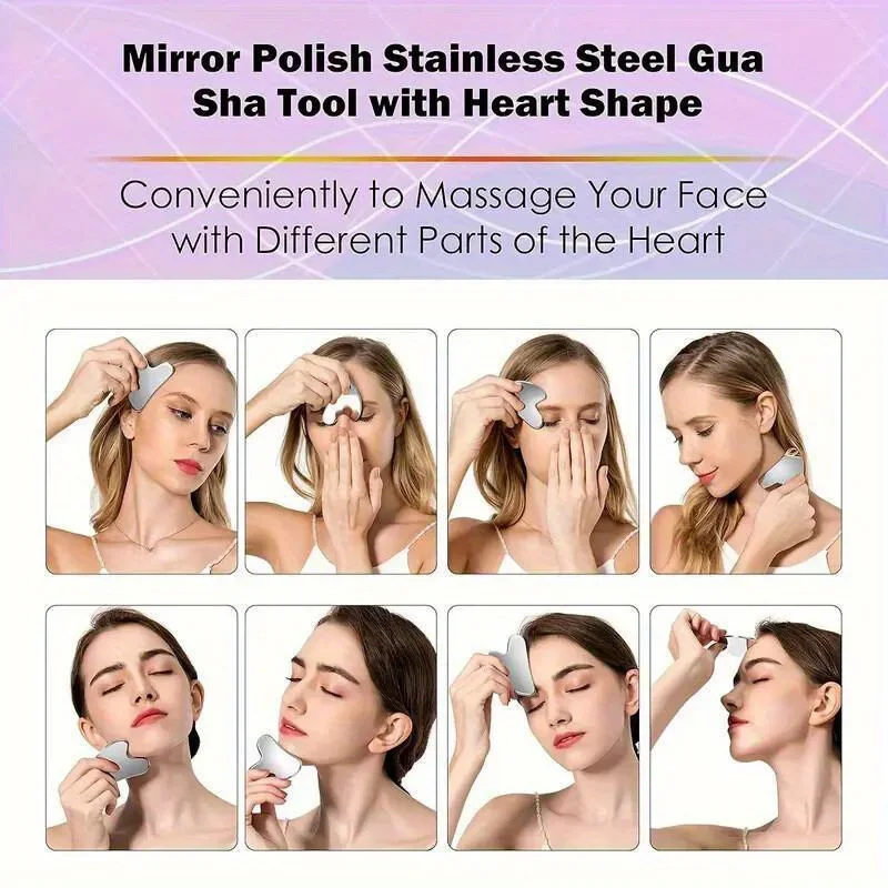 Edelstahl Gua Sha Board Sommer-Kühlungs-Tool in Hellbeige zur Hautstraffung und Verbesserung von Augenringen Professionelles Beauty-Kit Image