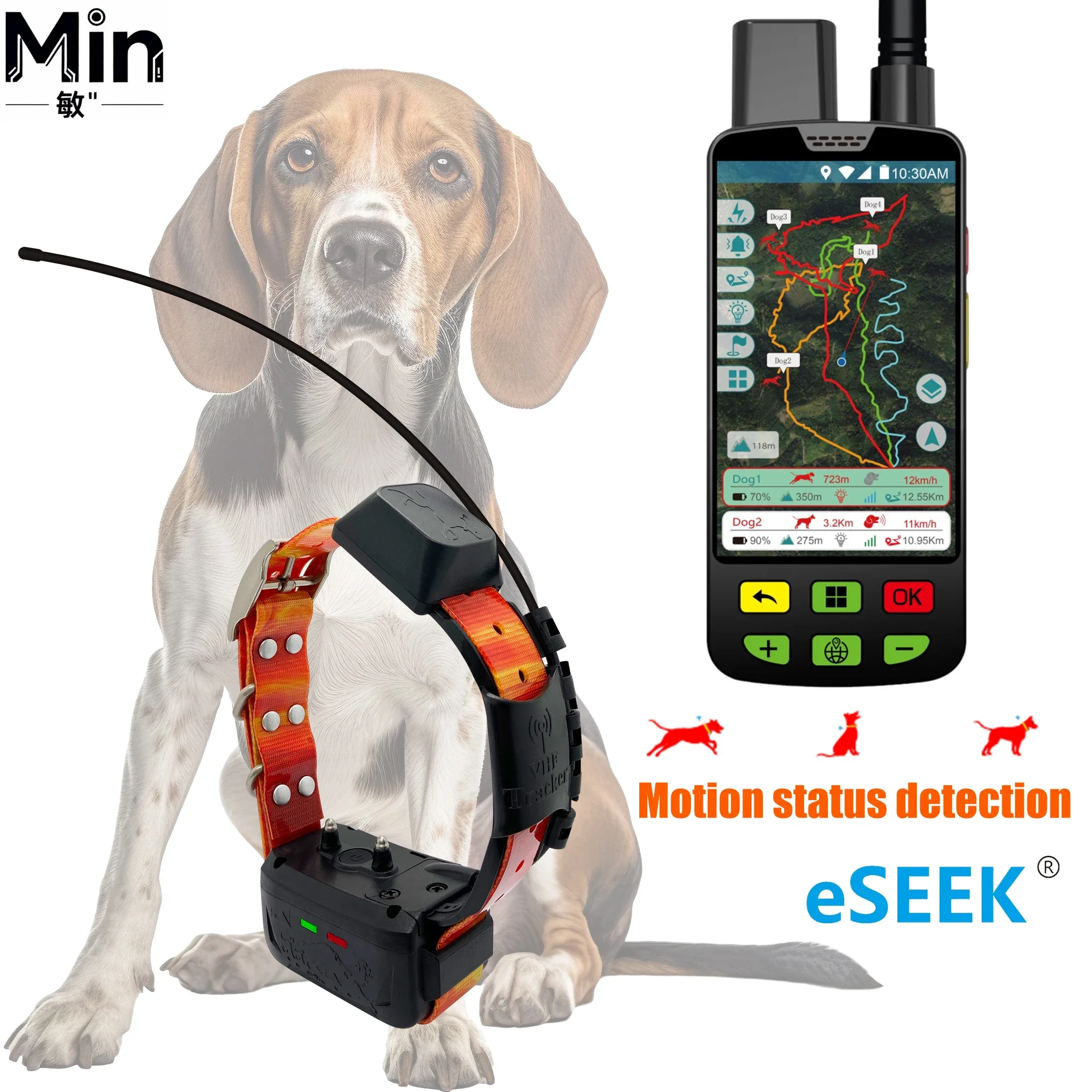 Meistverkaufter ESEEK GPS-Hundehalsband mit Tracker, IP68 Wasserdicht, Jagdhund-Ortungsgerät Image