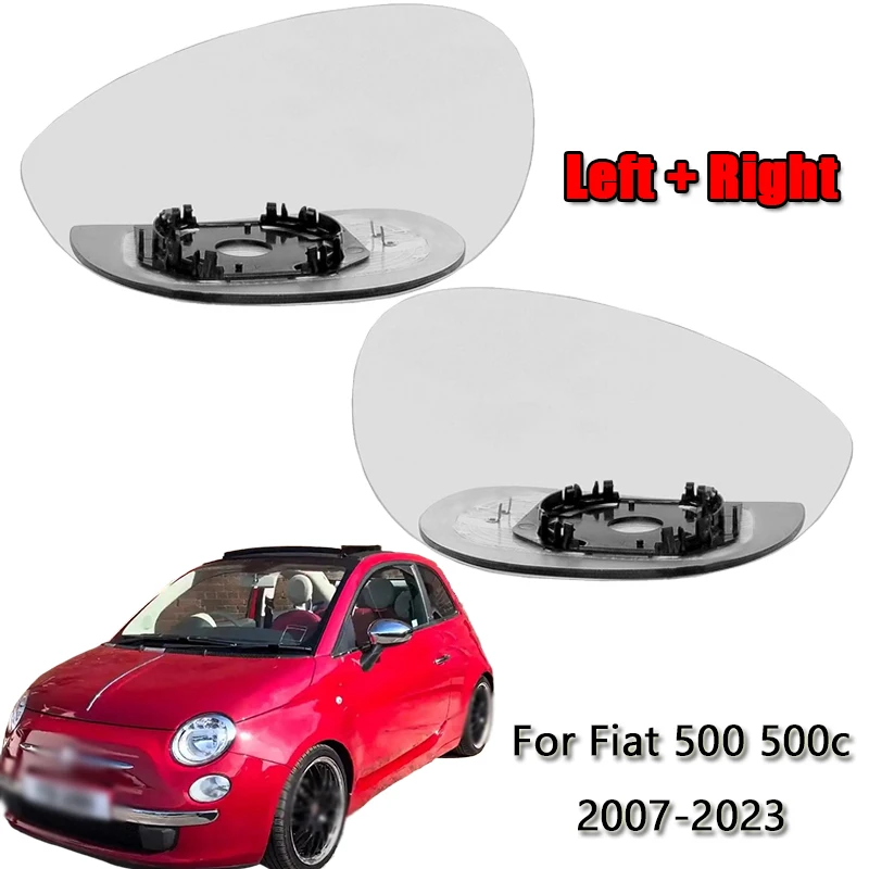 2 pezzi per Fiat 500 500C 2007-2023 auto destra + sinistra specchietto laterale specchietto retrovisore lente Assessory riscaldato impermeabile antiriflesso