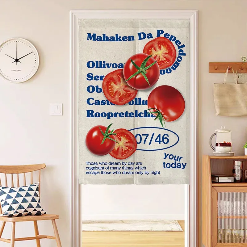 VIKAMA Amerikanischer Retro-Muster Stoff-Türvorhang Küchen-Sichtschutz Türvorhang Innenraumtrennung Hängender Türvorhang Image