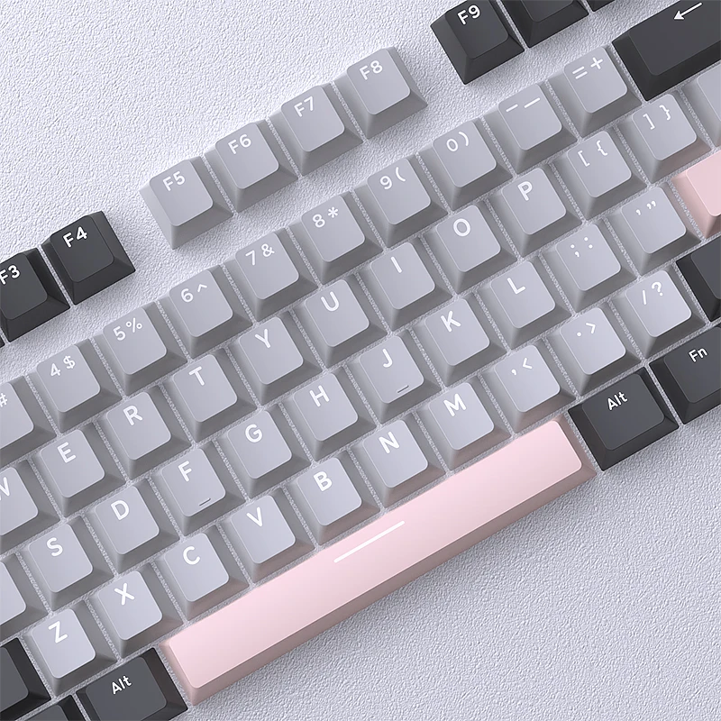 2026 Super Neue 126 Tasten Rock Ash Powder Farblich Abgestimmte Double-Shot Cherry Profile PBT Keycaps für MX Mechanische Tastaturen Image
