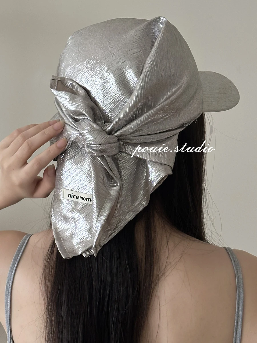 2025 neue Flüssigkeit Silber Spice Girl Kopftuch Hut frauen Nische Retro Personalisierte Straße Baseball Kappe Sonnenschirm Kappe