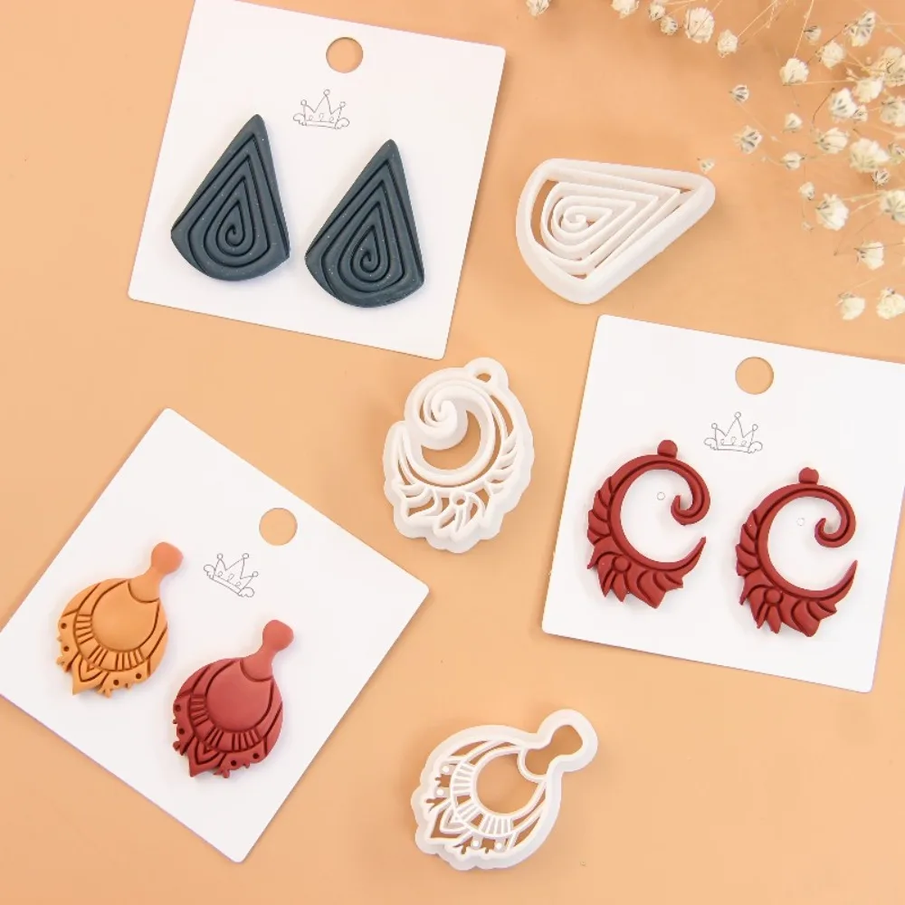 3-teiliges Set Geometrische Formen Polymer-Ton-Ausstecher Vintage Boho-Stil Schmuckherstellungs-Kit 3D-Gedruckte Ton-Ausstecher für Ohrringe Anhänger