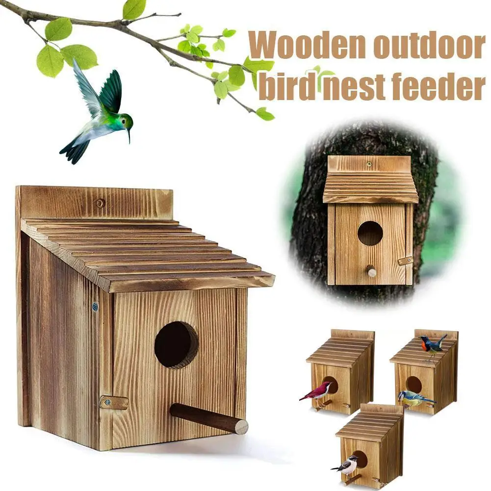Casetta per Colibrì in Legno Massello Creativa, Nido per Uccelli da Esterno, Mangiatoia Sospesa per Decorazione Giardino, Cortile e Patio