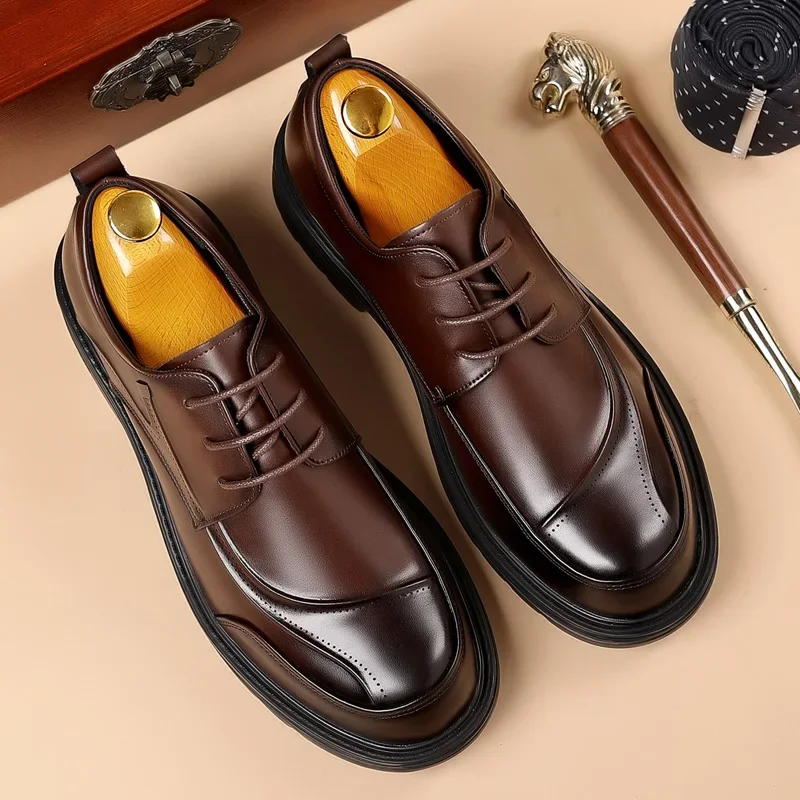 High-End-Business-Herrenschuhe, Trend-Business-Casual-Lederschuhe, Schnürung, großer Kopf, formelle Herren-Luxus-Lederschuhe aus Leder