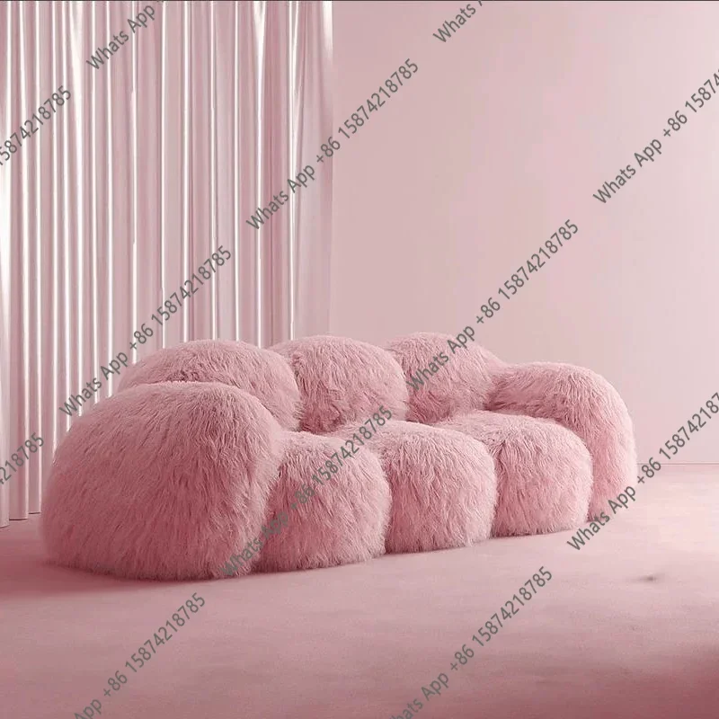 X O Relax 3-Sitzer Sofa Stretch Wohnzimmer Ungewöhnliche Moderne Couch Rosa Designer Gebogenes Ergonomisches Canapé Salon Wohnmöbel