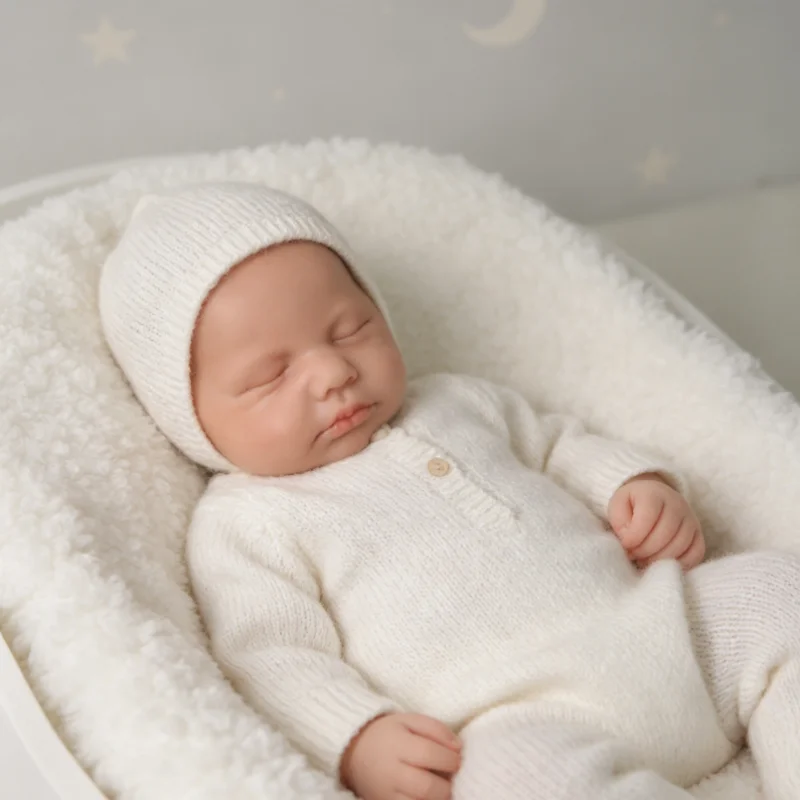 49cm Reborn-Puppe Junge mit Weichkörper, Sammlerstück Kunstpuppe, Weihnachtsgeschenk, Vollsilikon-Körper, 3kg Reborn-Puppe