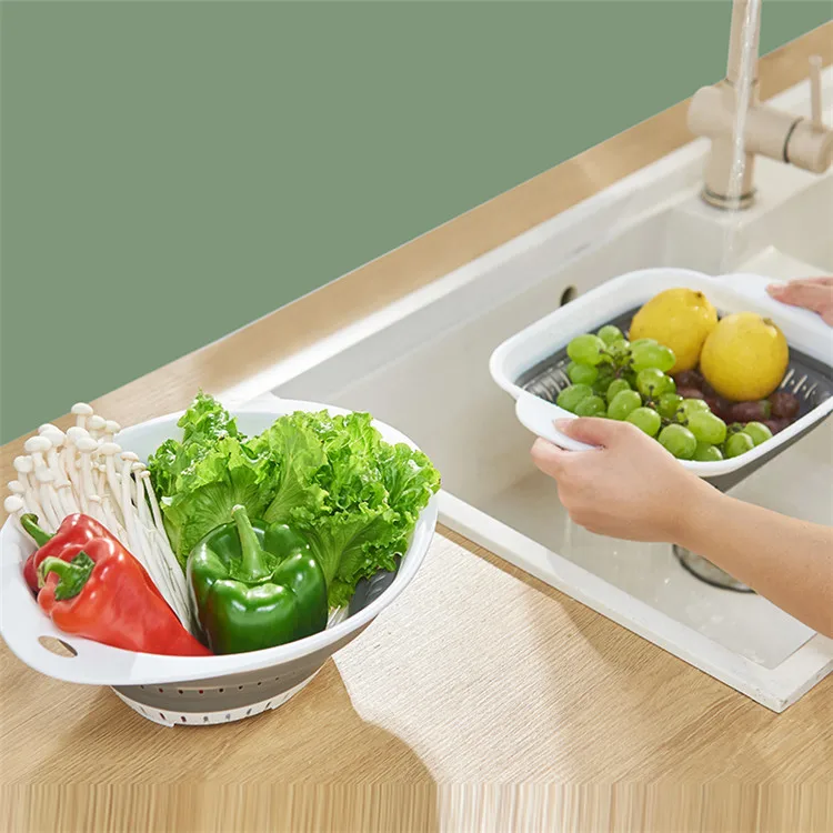 Falten Silikon Küche Lagerung Korb Multi-verwenden Obst Gemüse Abtropffläche Faltbare Küche Ablassen Organzier Küche Gadgets