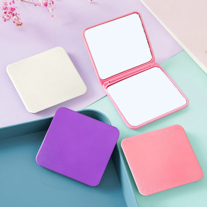 [W1] Klappbarer Make-up-Spiegel, hochauflösender tragbarer Taschenspiegel, doppelseitiger Make-up-Spiegel für Damen, rechteckig, Kosmetikspiegel Image