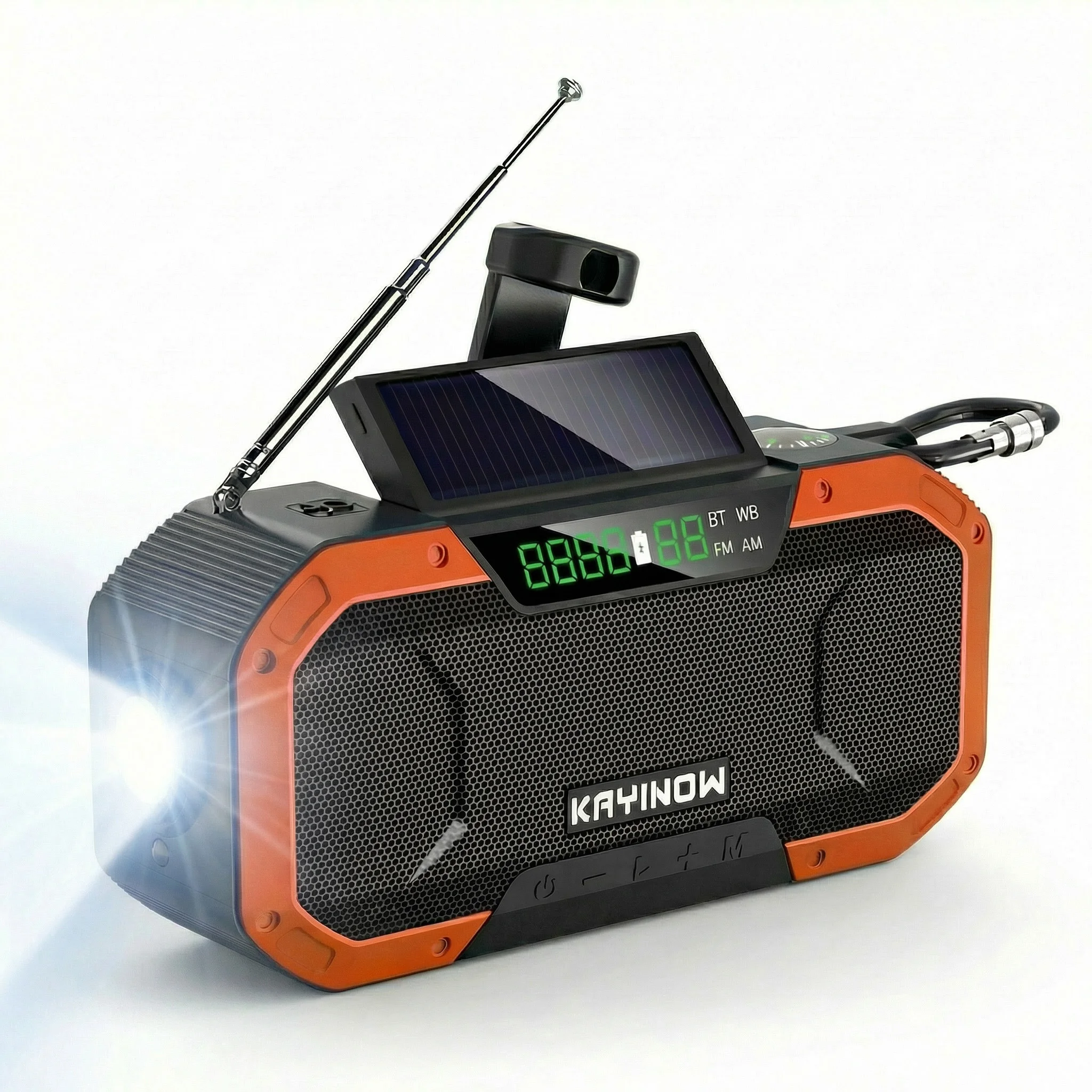 Woopker Notfall-Solar-Handkurbel-NOAA-Wetterradio 5000mAh Powerbank Bluetooth-Taschenlampe Outdoor-Camping-Überlebenswerkzeug Image