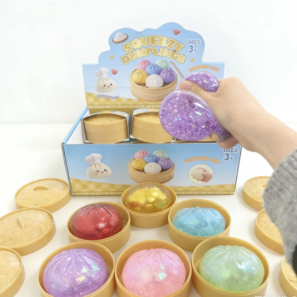 Glitzer-Dumpling Squishy mit Box – Sensorisches Quetschspielzeug zur Stresslinderung Image
