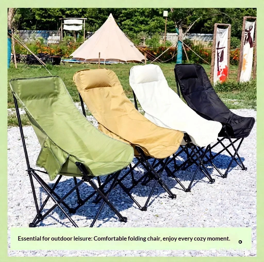 Hochlehniger Moon Chair, klappbarer Outdoor-Campingstuhl, tragbarer Hocker, Angelhocker, Angel-Liegestuhl, breiter Liegestuhl