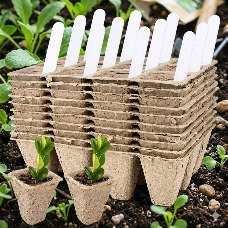 10-Zellen Biologisch Abbaubare Papiertabak-Saatgut-Anzuchtschale, Umweltfreundliche Setzlings-Wachstumsbecher, Garten- und Pflanzbedarf Image